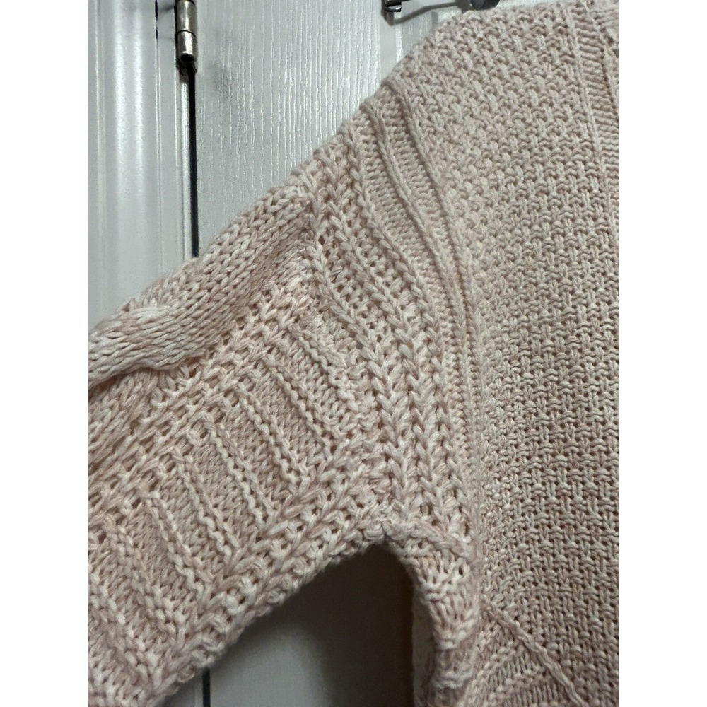 Moon & Madison Womens L Pink Cream Cable Knit Cropped Sweater NWT Boxy‎ Fit - Picture 4 of 13